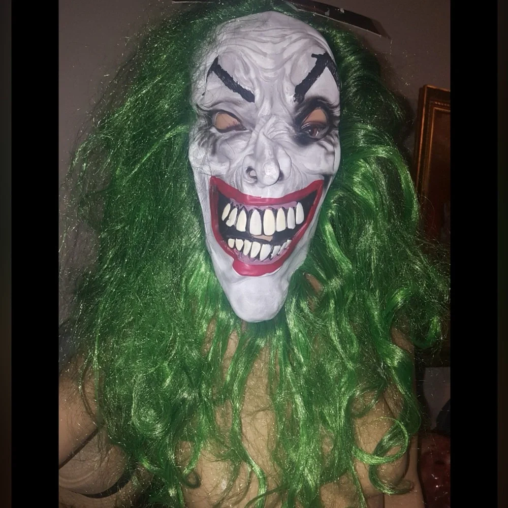 Clown Mask with Hair Costume Party Cosplay Jokester Clown NWOT Costume Mask